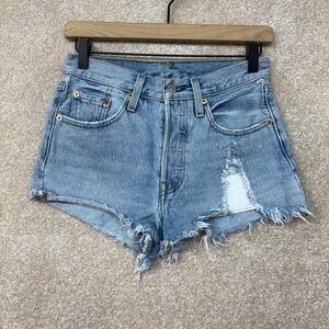 Levi's 501 Cut Off Shorts Size 25 Denim Jean Button Fly High Rise‎